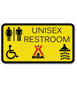 UNISEX RESTROOM w/Unisex, ADA and Shower Symbols